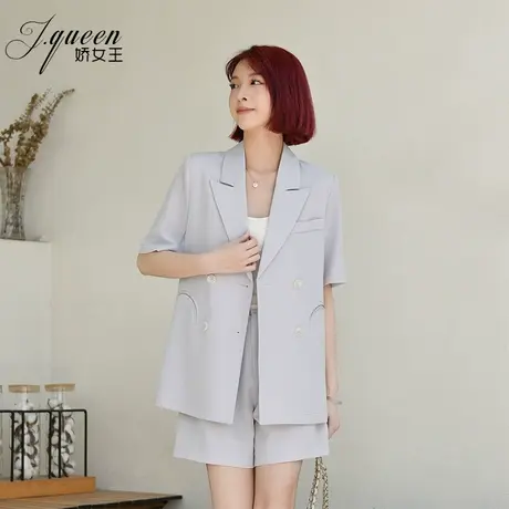 白色短袖西装外套女夏季新款宽松气质时尚高级感通勤薄款西服上衣图片