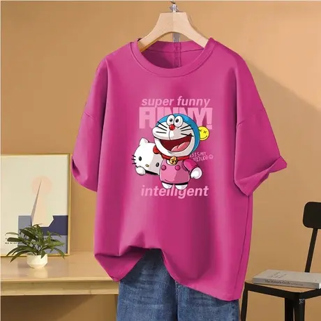 2024夏季新款哆啦A梦短袖T恤男女日系叮当猫设计感潮流宽松情侣装图片