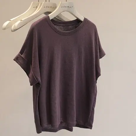 卷边短袖T恤女2025夏季新款宽松韩版百搭设计感小众别致上衣半袖商品大图