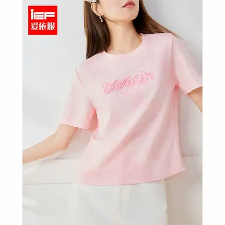 IEF/爱依服短袖上衣2025夏季新款韩版休闲通勤气质设计感百搭T恤图片