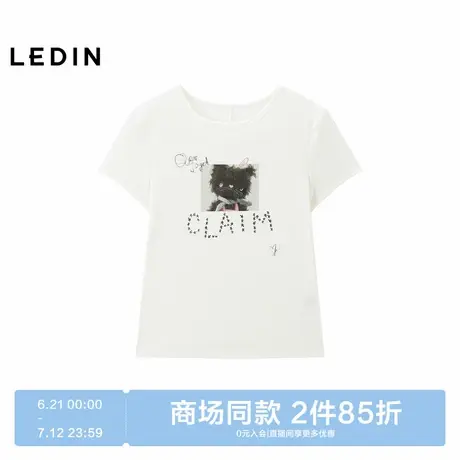 【商场同款】乐町卡通修身短袖夏季新款白色圆领休闲T恤C2CNF2721图片