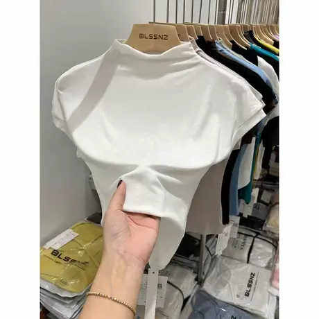 白色莫代尔t恤女无袖薄款内搭夏装2022新款纯欲紧身短款上衣体恤图片