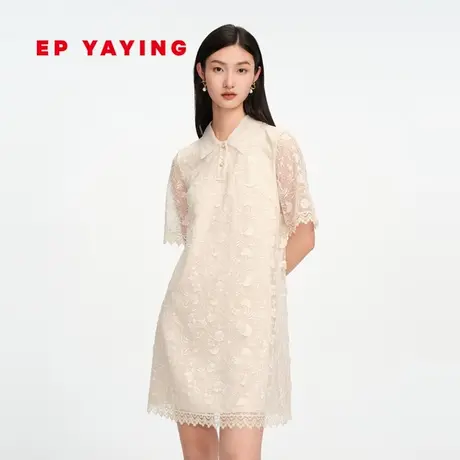 EP YAYING雅莹女装 重工蕾丝网眼刺绣连衣裙 商场同款4302A商品大图