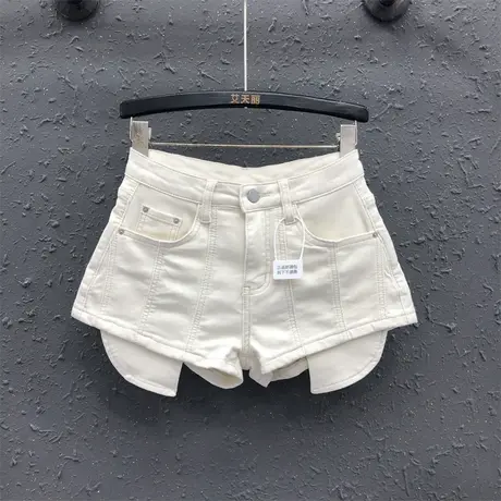 韩版阔腿裤女热裤2025夏季新款外露口袋设计感低腰辣妹牛仔短裤潮商品大图