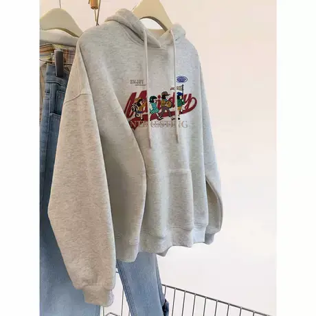 山东即墨连帽卫衣女2024新款大码oversize薄款外套ins潮春秋上衣商品大图