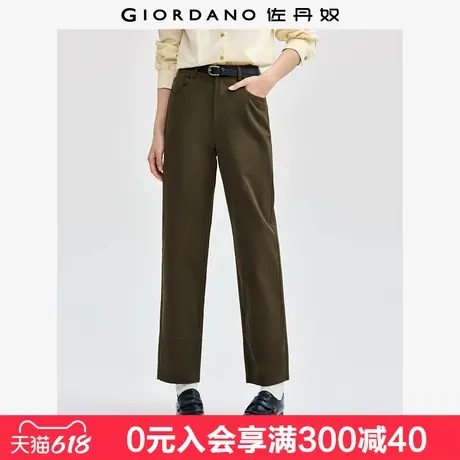 佐丹奴九分裤女新款纯棉磨毛梭织裤子破骨裤脚直筒休闲裤05424063商品大图