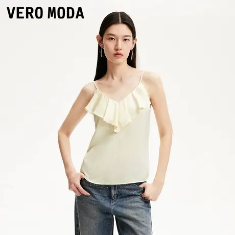 Vero Moda奥莱吊带女2025夏季新款V领荷叶边肌理感面料时尚背心图片
