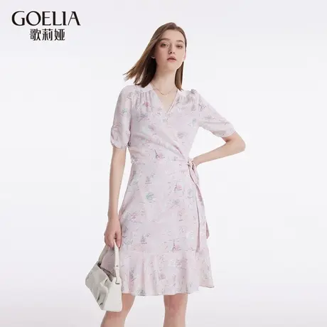 歌莉娅夏季新品19姆米真丝印花茶歇连衣裙1C5L4K730商品大图