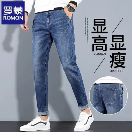 罗蒙男士牛仔裤2025新款夏季薄款修身直筒长裤青年弹力裤子男N1Z商品大图