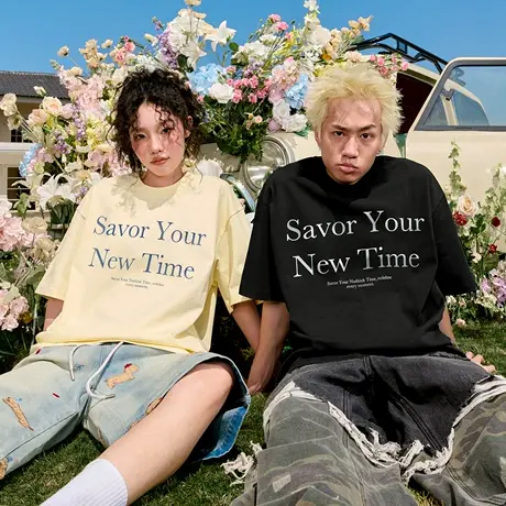 Nuthink潮牌字母短袖T恤美式复古印花薄款半袖男女情侣2025夏新款图片