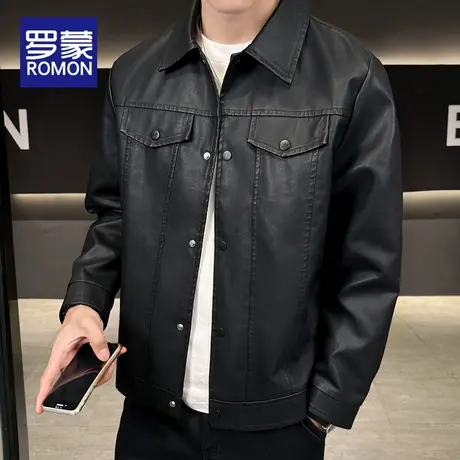 罗蒙男士夹克2025新款秋冬款痞帅机车皮衣外套男款潮流休闲上衣男图片