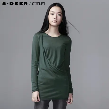 sdeer圣迪奥女装拼接垂荡全羊毛针织衫女毛衣3383554图片