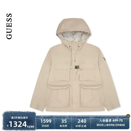 GUESS春季男士机能风连帽工装外套-X4PL14W55R0图片
