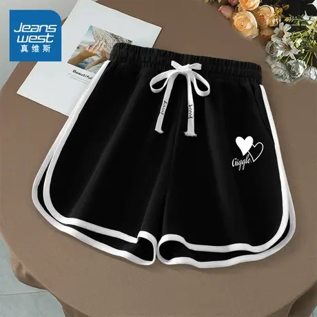 JR真维斯短裤女2024夏季新款撞色显高显瘦宽松短裤简约百搭休闲裤商品大图