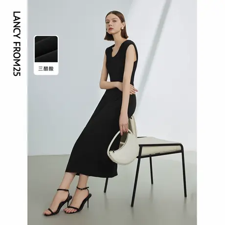 【三醋酸Basic衣橱】朗姿法式赫本风裙子夏小黑裙2024新款连衣裙图片