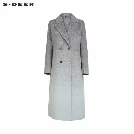 sdeer圣迪奥女装西装领渐变双面呢长款大衣S244Z2510图片