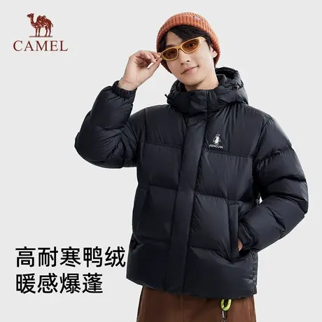 企鹅 热能羽绒服女中长款2025冬新款户外防风高克重羽绒连帽外套图片