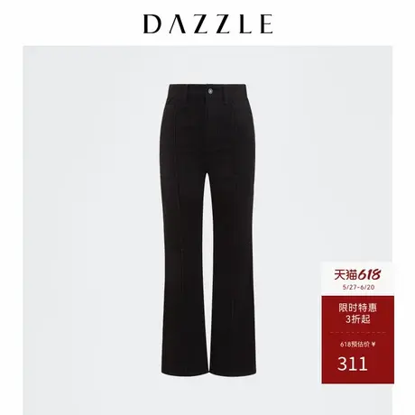 DAZZLE地素奥莱 春夏黑色时髦百搭直筒牛仔裤女商品大图