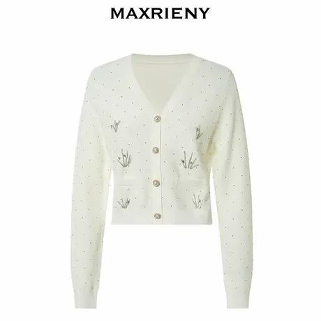 【奥莱】MAXRIENY松叶钻饰套头针织开衫早秋上衣女图片