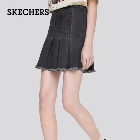 Skechers斯凯奇2025年夏季新款女士牛仔短裙学院风百褶裙半身裙商品大图