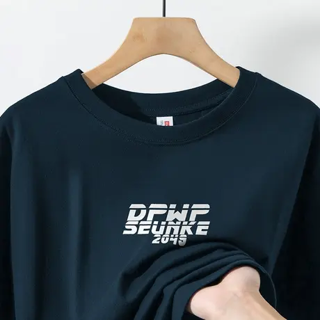 美式260g重磅纯棉t恤男短袖夏季半袖圆领上衣服潮牌字母印花体恤商品大图