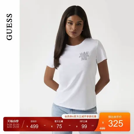 GUESS25年新款夏季女士美式复古印花百搭正肩短袖T恤-W5GI53K9RM1图片