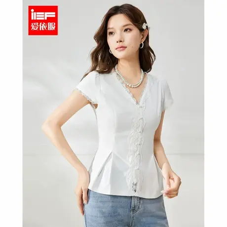 IEF/爱依服2025夏季气质收腰高智感通勤女人味时尚减龄短款女上衣图片
