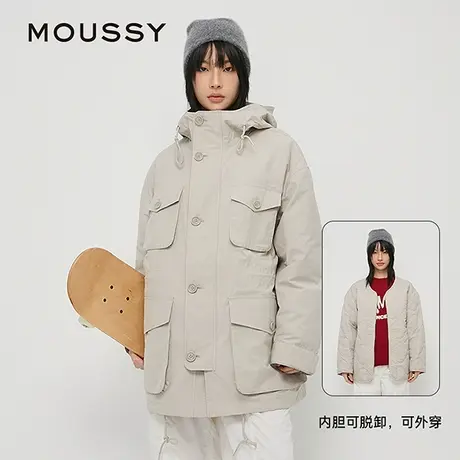MOUSSY 春季新品工装风中性猎装连帽夹克外套棉服女028HAA30-2141商品大图