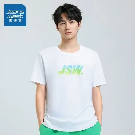 E8真维斯男装2025夏季新款 时尚男款纯棉通勤圆领短袖薄款T恤上衣商品大图