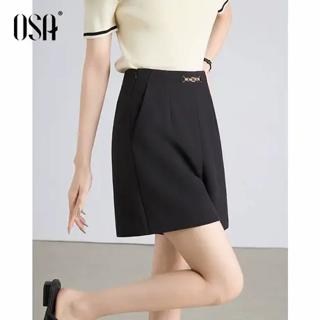 OSA欧莎高腰西装短裤女2025新款夏季宽松遮肚显瘦薄款直筒休闲裤商品大图