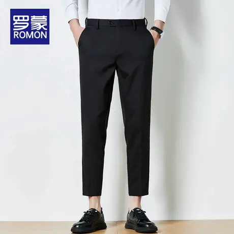 罗蒙休闲裤男士夏冰丝薄款2025新款宽松弹力男裤商务直筒九分裤子图片