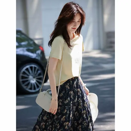 时尚短袖T恤2025年夏季新款女休闲街头圆领百搭简约纯色套头上衣商品大图