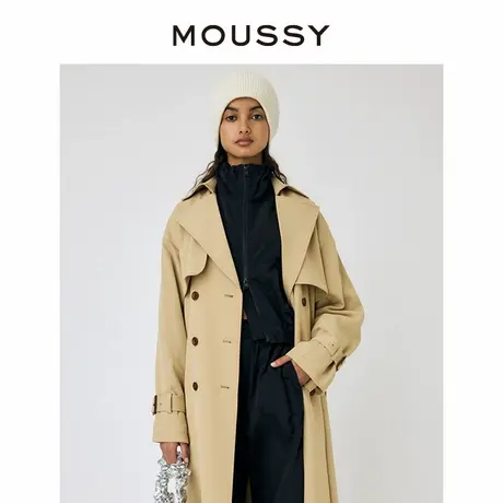明星同款MOUSSY 2024新品通勤附腰带收腰休闲风衣010HSA30-1060商品大图