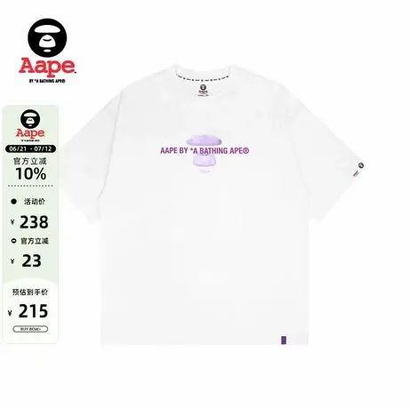Aape女装春夏撞色字母猿人漫画印花圆领短袖T恤0757XXG图片