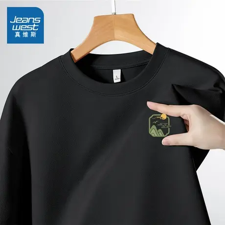 JR真维斯男生麂皮绒圆领印花短袖T恤 2025秋季新品 青年男款上衣图片