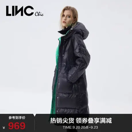 LINCCHIC金羽杰羽绒服女收腰撞色中长款羽绒服女冬季Y21804489图片