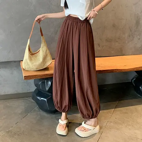 冰丝棉麻山本裤女夏季薄款高腰宽松显瘦休闲灯笼裤九分束脚哈伦裤商品大图