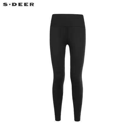 sdeer圣迪奥女装25年新品松紧撞色字母修身打底长裤S252Z5501商品大图