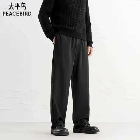 太平鸟男装休闲裤25秋季新款肌理提花直筒运动裤弹力百搭卫裤男图片