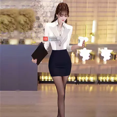 VJE早春职场轻熟风女装假两件衬衣外套2025新款拼接设计感上衣图片