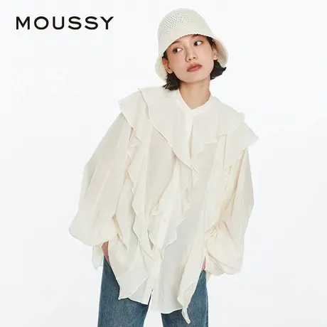 MOUSSY夏季甜美森系荷叶边OVERSIZE衬衫女028HSZ30-0931商品大图