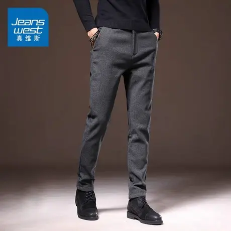 KZ真维斯纯色修身小脚男士春秋直筒舒适长裤2025新款百搭休闲裤子图片