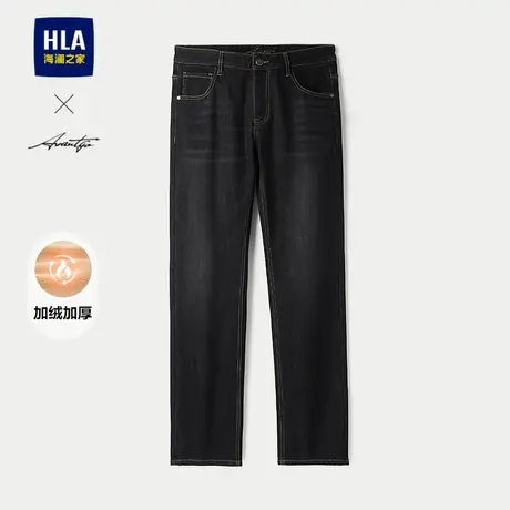 HLA/海澜之家轻商务时尚系列牛仔裤25秋冬新加绒加厚时尚直筒裤男商品大图