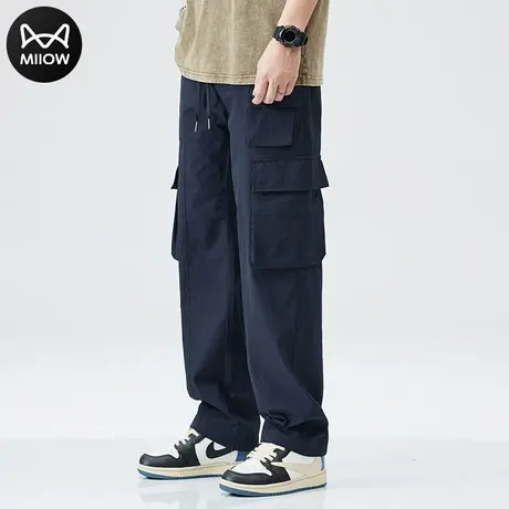 猫人日系直筒休闲裤子男士春夏季潮牌百搭直筒阔腿工装裤宽松长裤图片