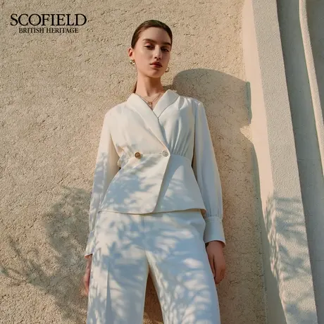 Scofield女装轻复古风收腰衬衫V领斜门襟收腰衬衣2025夏季新品商品大图