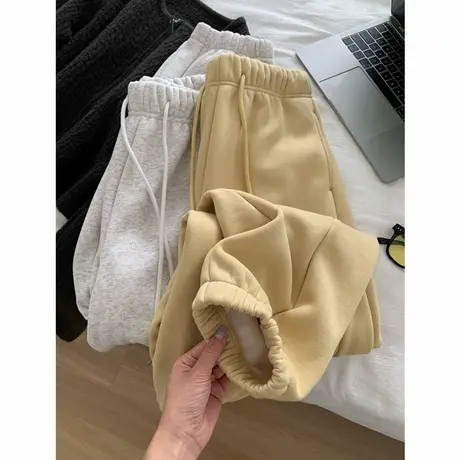 加厚羊羔绒束脚裤女宽松休闲保暖学生卫裤冬季新款显瘦百搭运动裤图片