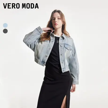 Vero Moda奥莱牛仔短外套女春秋新款街头风水洗做旧宽松上衣大衣商品大图