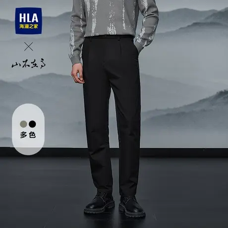HLA/海澜之家山不在高系列休闲裤25春秋新款松紧腰时尚绣花裤子男商品大图