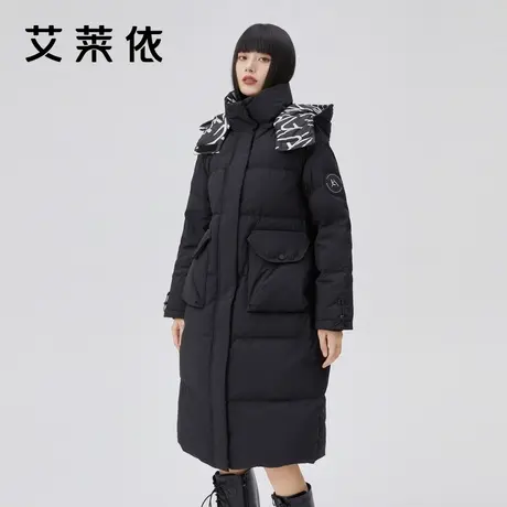 艾莱依秋冬季新款2022年披风式中长款羽绒服女时尚设计感小众外套商品大图