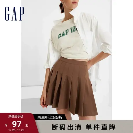 【断码优惠】Gap女装秋季款学院风短款百褶裙复古半身裙427505商品大图